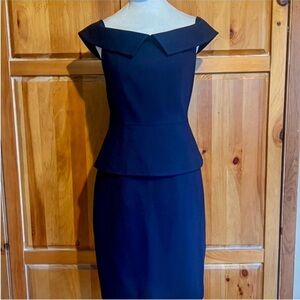 Ted Baker Elegant Blue Peplum Off-Shoulder Dress  Sz US 6 or Ted Sz 2